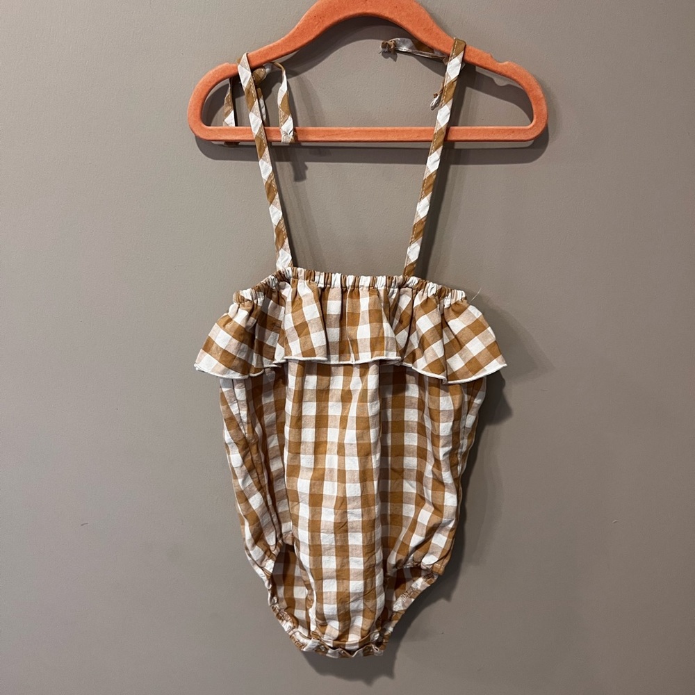 Cricket + Ruby gingham girls romper, 18 months